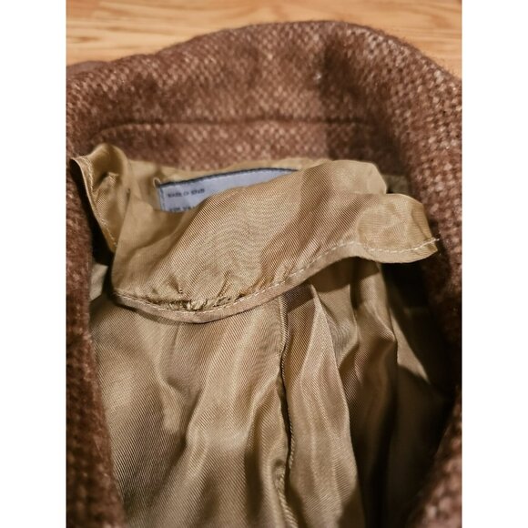 Zara Peacoat Women Sz Small Brown Tan Wool Made in Spain Mob Wife Office Siren - Picture 7 of 7